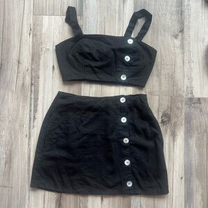 Forever 21 2-Piece Black Linen Skirt and Crop top Set